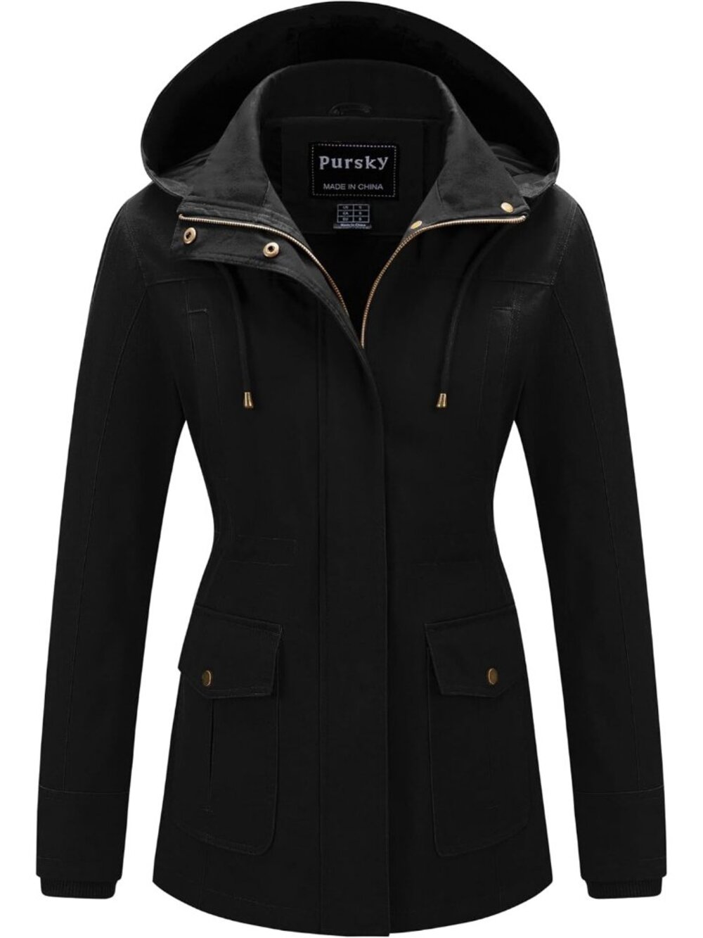 Women's Black Cotton Anorak Lightweight Casual Military Safari Jackets